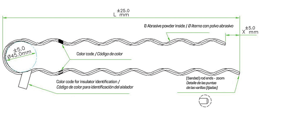 Retencin preformada para cable antirobo concntrico