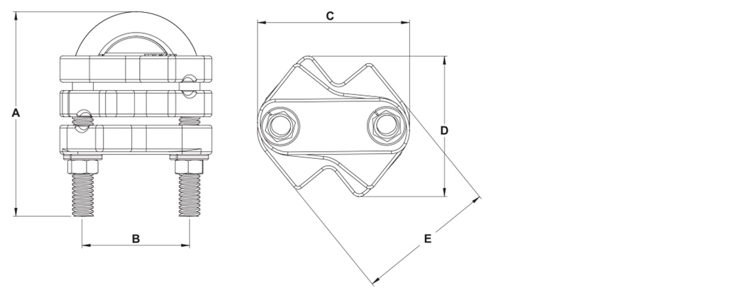 CONECTOR EN FORMA DE CRUZ DE aluminio o  bronce