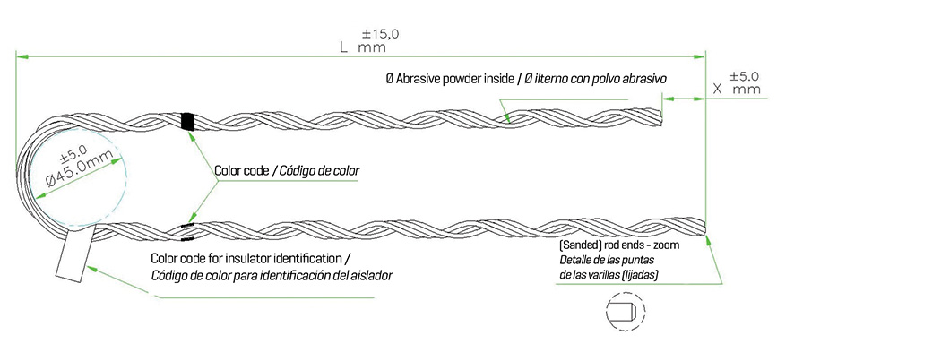 Distribution preformed dead-end for copper cable