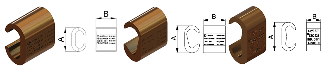 CONECTOR DE BRONCE A COMPRESIN  TIPO C