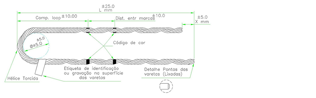 Ala pr-formada para cabo de ao galvanizado