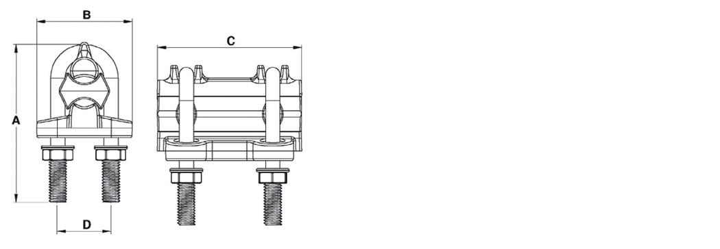 GRAPA PARALELA DE ALUMINIO FUNDIDO  TORNILLO TIPO U