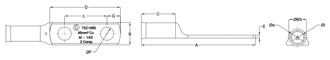 TERMINAL TUBULAR A COMPRESIN  DOS ORIFICIOS Y DOS COMPRESIONES | BOCA EXPANDIDA | ESTNDAR  NEMA